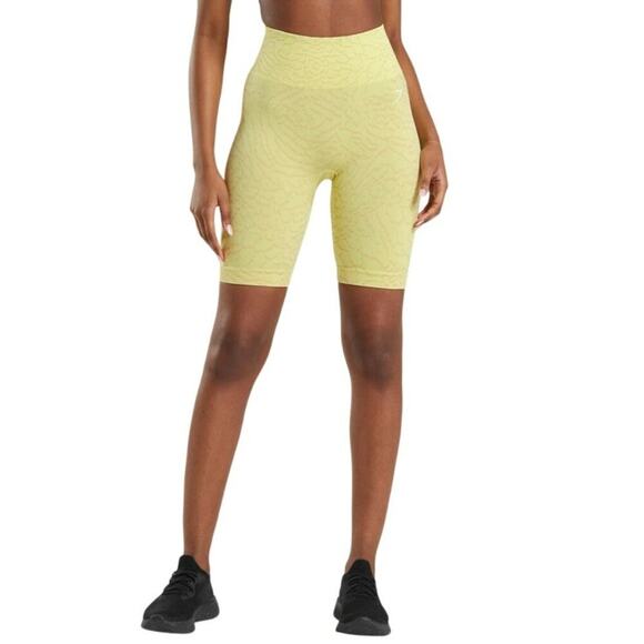 Gymshark Women's Adapt Animal Seamless Cycling Shorts Firefly Yellow Size Large - Picture 1 of 9